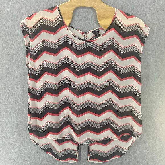 torrid Tops - TORRID Sheer‎ Blouse Chevron Pattern Button Back Women 2